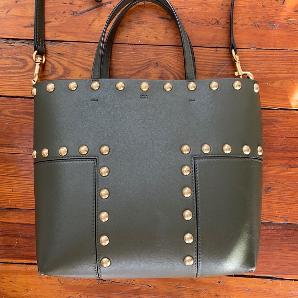 Tory Burch Block T Stud Mini Leccio Leather Tote